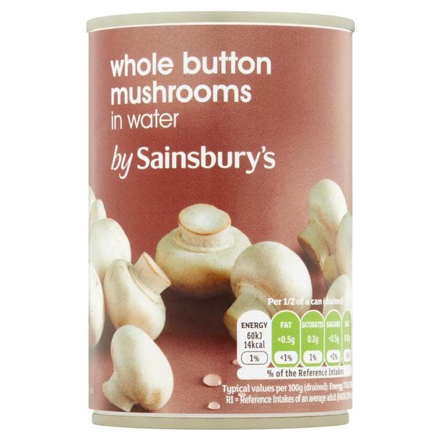 Sainsbury's Whole Button Mushrooms In Water 290g (156g*) - gallery image 1