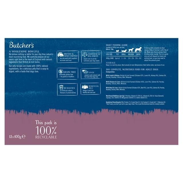 Butcher's Recipes in Jelly Dog Food Tins 12x400g - gallery image 2