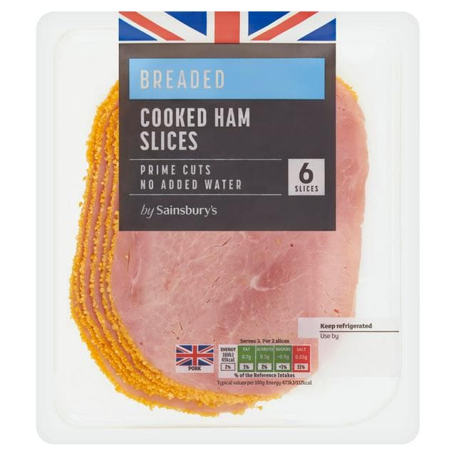 Sainsbury's 6 Breaded Cooked Ham Slices 120g - gallery image 1