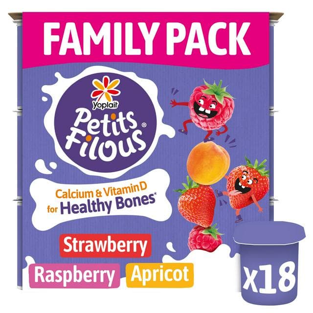 Petits Filous Kids Strawberry, Raspberry & Apricot Yoghurt Small Pots 18x47g - gallery image 1