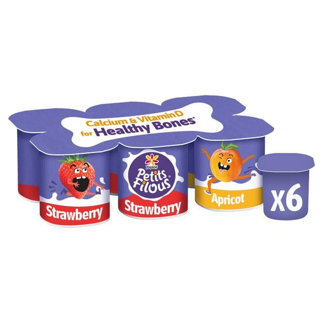 Petits Filous Kids Strawberry & Apricot Yoghurt 6x47g - gallery image 1