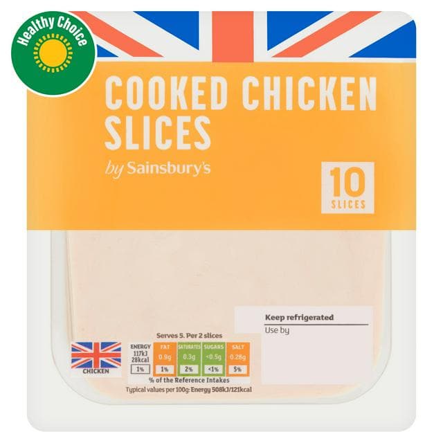 Sainsbury's 10 Cooked Chicken Slices 115g - gallery image 1