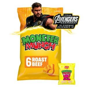 Walkers Monster Munch Roast Beef Multipack Crisps Snacks 6x20g