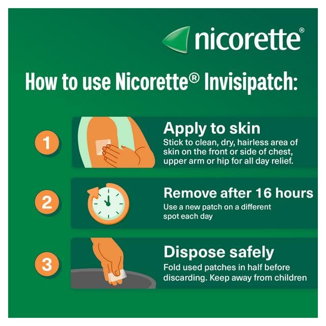 Nicorette Invisi Patch Step 1 to 7 Patches Quit Smoking Aid 25mg - gallery image 5