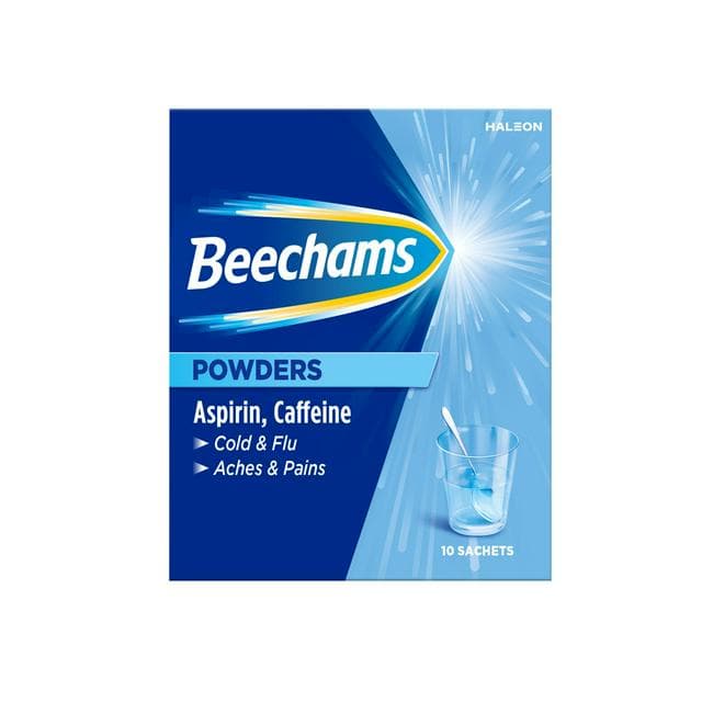 Beechams Cold & Flu Powders Pain & Fever Relief Aspirin & Caffeine x10 - gallery image 1