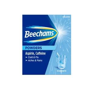 Beechams Cold & Flu Powders Pain & Fever Relief Aspirin & Caffeine x10