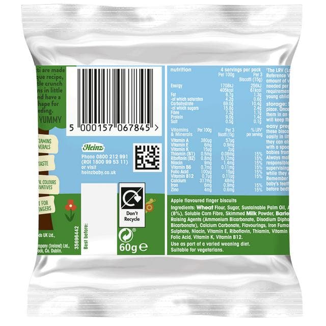 Heinz Apple Biscotti Baby Food Snacks 7+ Months 60g - gallery image 2