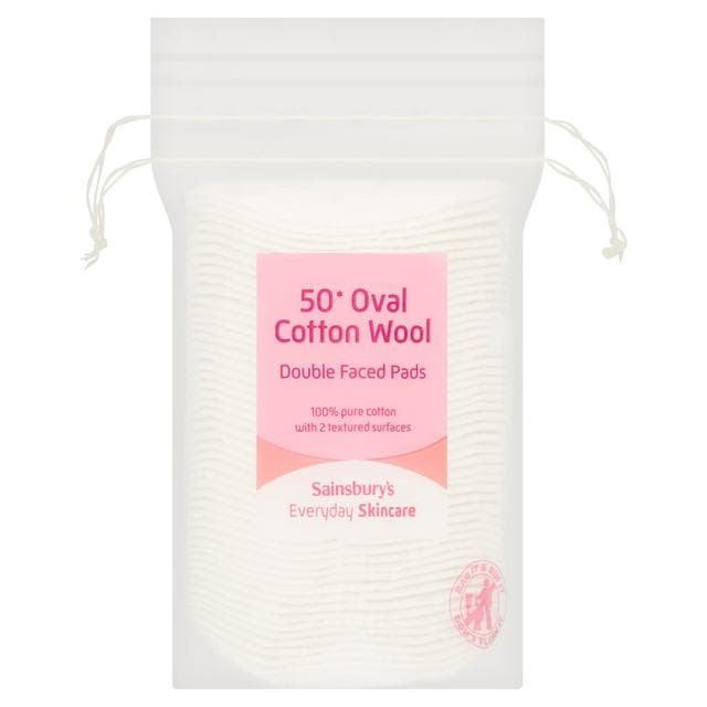 Sainsbury's Double Faced Oval Cotton Wool Pads x50 - gallery image 1