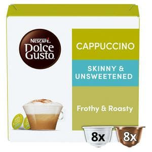 Nescafé Dolce Gusto 16 x Cappuccino Skinny & Unsweetened Coffee Pods (8 Servings)