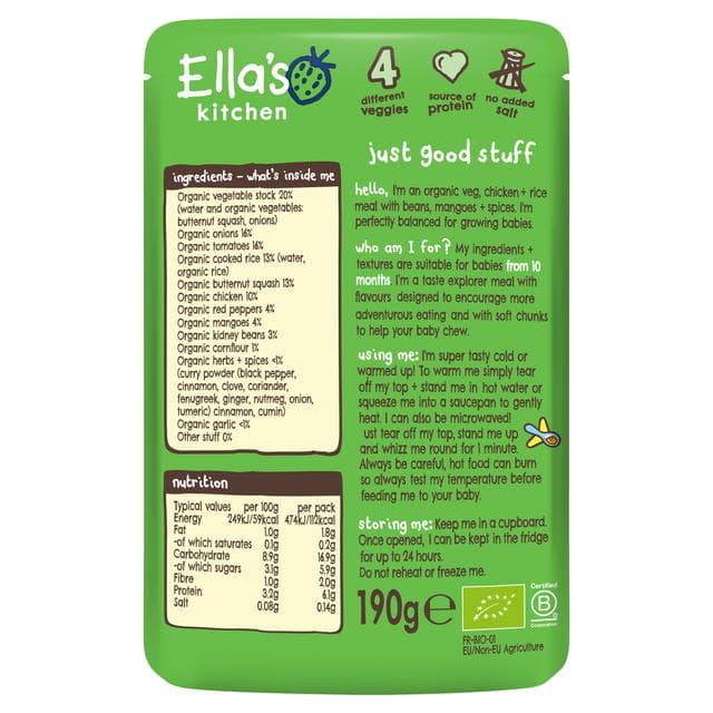 Ella's Kitchen Organic Caribbean Chicken Baby Food Pouch 10+ Months 190g - gallery image 2