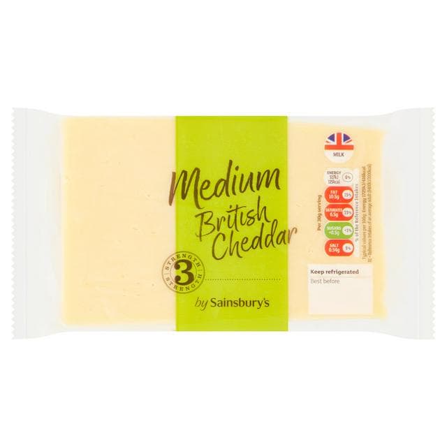Sainsbury's British Medium Cheddar Cheese 400g - gallery image 1