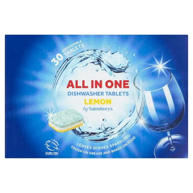 Sainsbury's All In One Dishwasher Tablets, Lemon x30 - gallery image 1