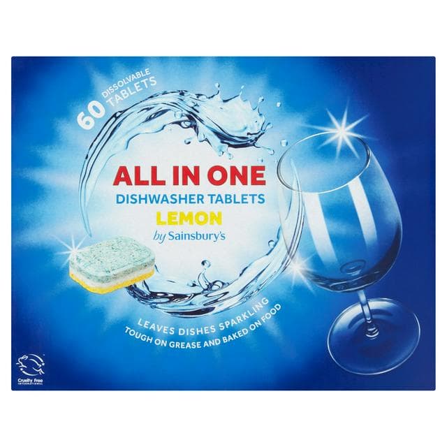 Sainsbury's All In One Dishwasher Tablets, Lemon x60 - gallery image 1
