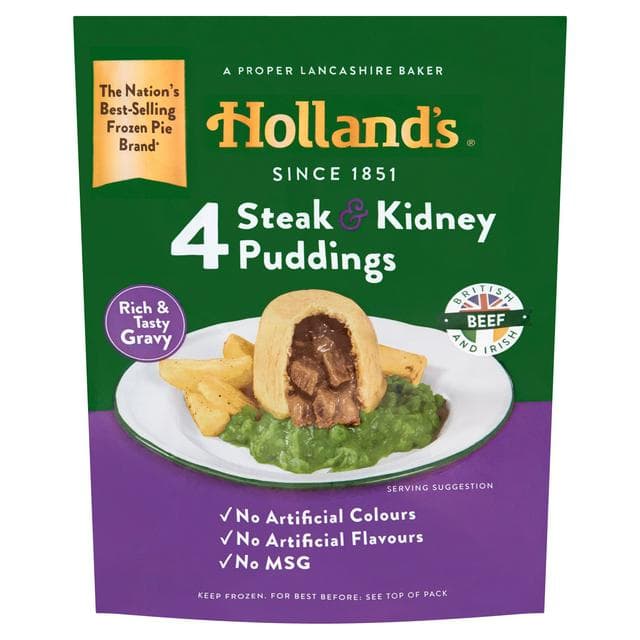 Holland's Steak & Kidney Puddings x4 - gallery image 1
