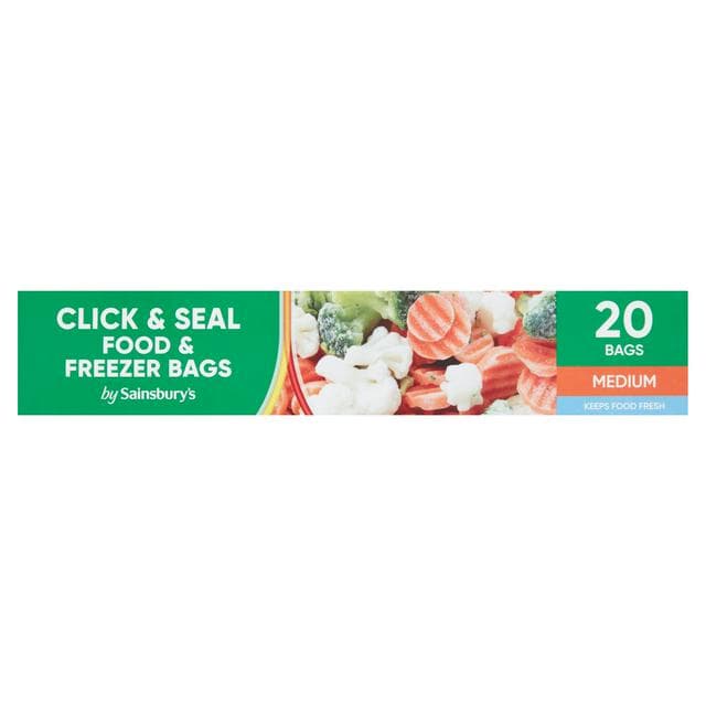 Sainsbury's Food & Freezer Bags, Medium Reseal 30x26cm x20 - gallery image 1