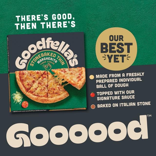 Goodfellas 334g Stonebaked Thin Margherita Three Cheese Pizza - gallery image 3