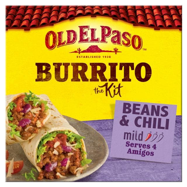 Old El Paso Mexican Hearty Beef & Bean Chilli Mild Burrito Kit 620g - gallery image 1