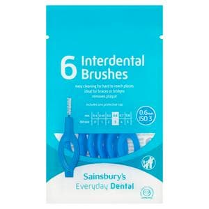 Sainsbury's Interdental Brushes 0.6mm ISO 3 Blue x6