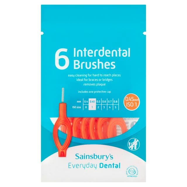Sainsbury's Interdental Brushes 0.45mm ISO 1 Orange x6 - gallery image 1