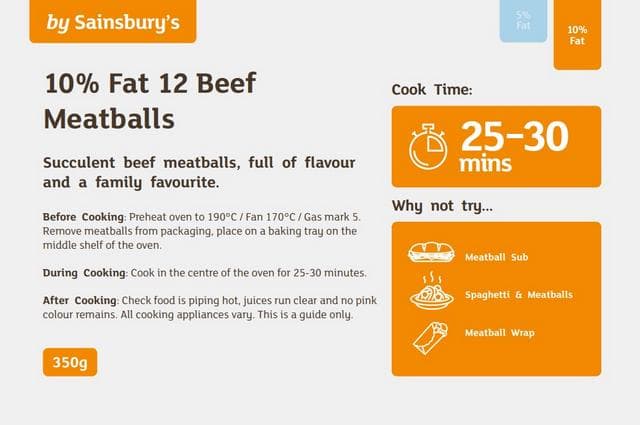 Sainsbury's British or Irish 10% Fat 12 Beef Meatballs 350g - gallery image 2