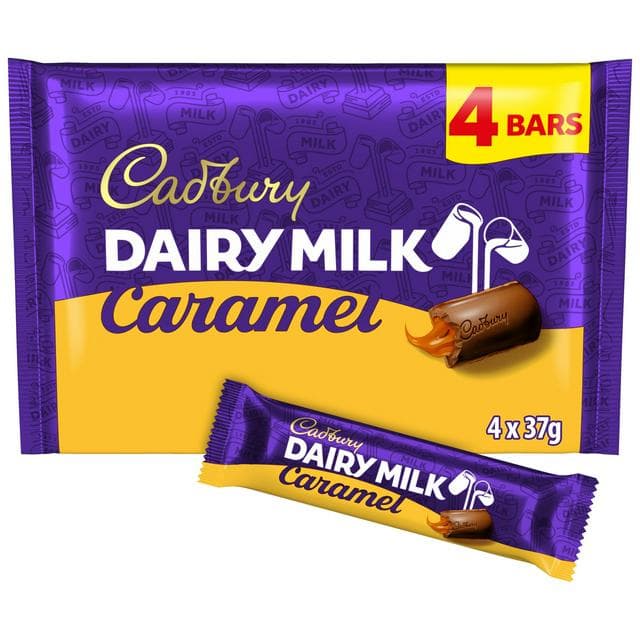 Cadbury Dairy Milk 4 x Caramel Multipack Chocolate Bar 148g - gallery image 1