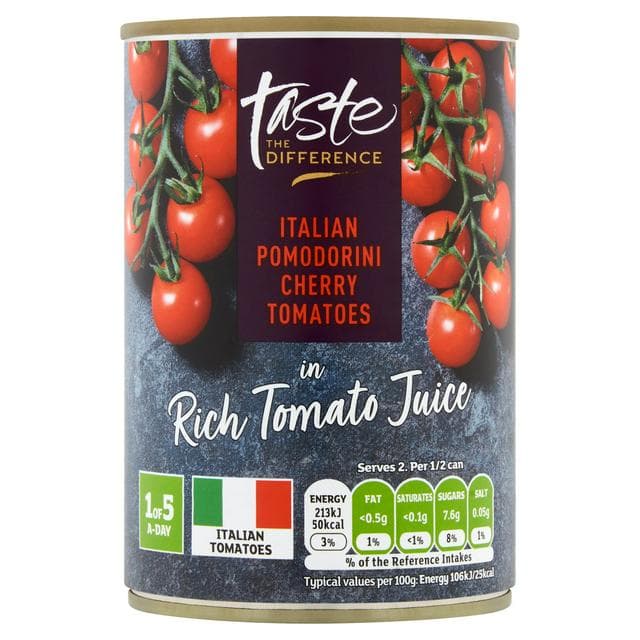 Sainsbury's Italian Pomodorini Cherry Tomatoes in rich tomato juice, Taste the Difference 400g - gallery image 1