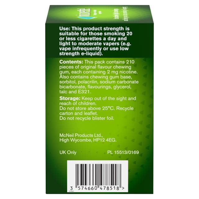 Nicorette Gum Pieces Original Flavour Quit Smoking Aid x210 2mg - gallery image 4