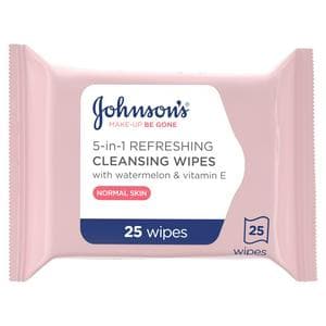 Johnson's Make Up Be Gone Facial Wipes, Refreshing x25