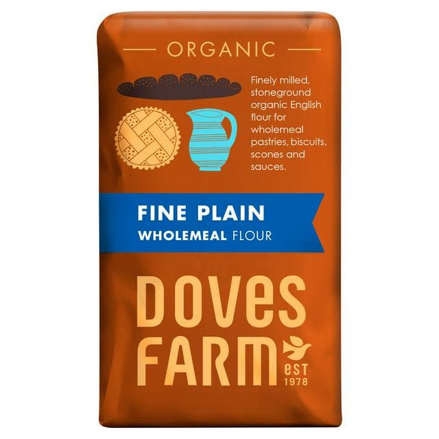 Doves Farm Organic Fine Plain Wholemeal Flour 1kg - gallery image 1