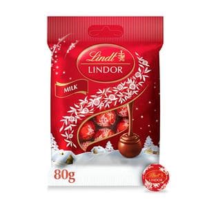 Lindt Lindor 80g Christmas Milk Chocolate Mini Truffles Bag