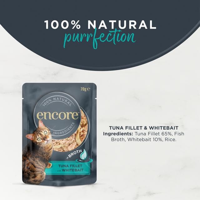 Encore Tuna with Whitebait In Broth Natural Cat Food Pouch 70g - gallery image 3