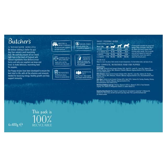 Butcher's Puppy Perfect Tinned Dog Food 6x400g - gallery image 2