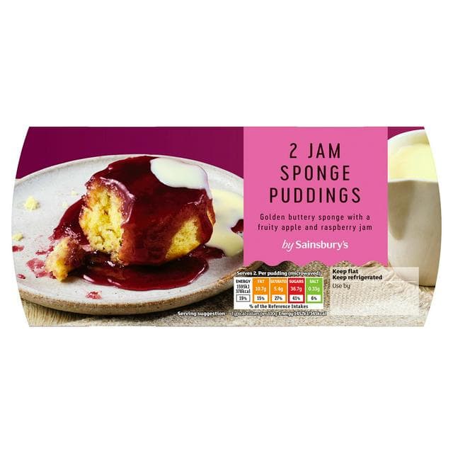 Sainsbury's Raspberry Jam Pudding 2x110g - gallery image 1