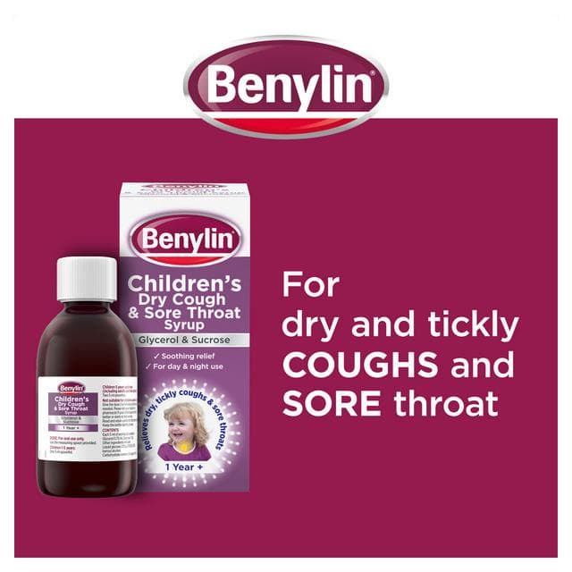 Benylin Children's Dry Cough & Sore Throat Syrup 125ml - gallery image 2