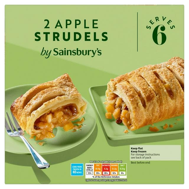 Sainsbury's 2 x Apple Strudels 600g - gallery image 1