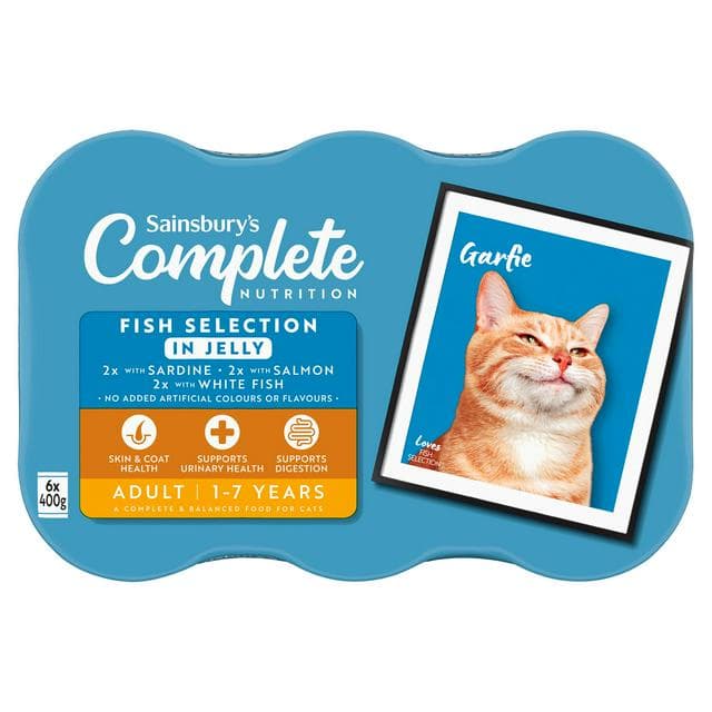 Sainsbury's Adult Complete Nutrition Fish Selection in Jelly Cat Food 1+ Years 6 x 400g - gallery image 1