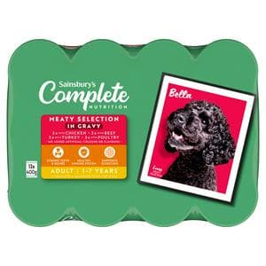 Sainsbury's 12 x 400g Complete Nutrition Adult Dogs 1 - 7 Years Meaty Selection in Gravy
