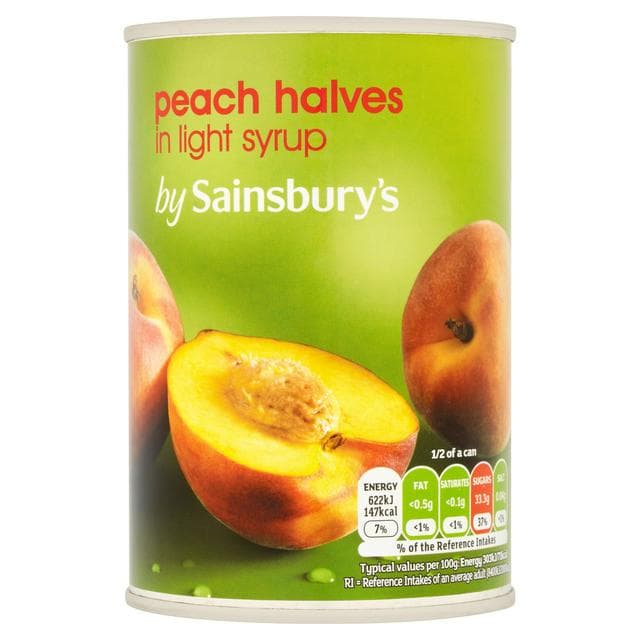 Sainsbury's Peach Halves In Syrup 411g - gallery image 1