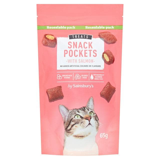 Sainsbury's Cat Treat Snack Pockets with Salmon 65g - gallery image 1