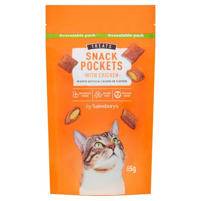 Sainsbury's Cat Treat Snack Pockets with Chicken 65g - gallery image 1