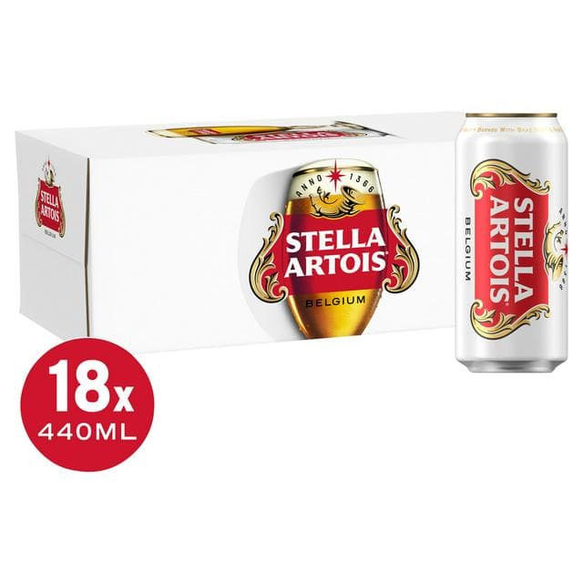 Stella 18 x 440ml Artois Premium Lager Beer Cans - gallery image 1