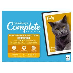 Sainsbury's Adult Complete Nutrition Meat & Fish Selection in Jelly Cat Food 1+ Years 12 x 100g