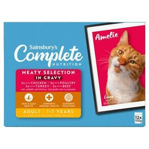 Sainsbury's 12 x 100g Adult Complete Nutrition Selection 1 - 7 Years Meat in Gravy Cat Food