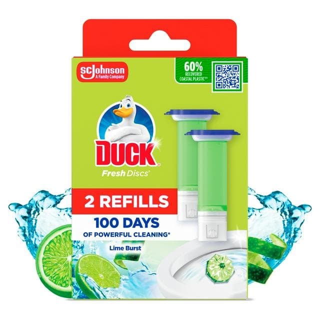 Duck Toilet Cleaner Fresh Discs Lime Duo Refills x2 36ml - gallery image 1