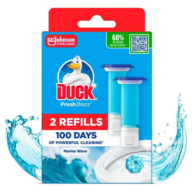 Duck Toilet Cleaner Fresh Discs Marine Duo Refills x2 36ml - gallery image 1