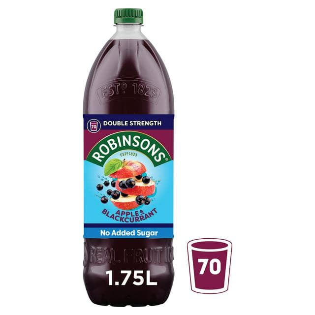 Robinsons Double Strength No Added Sugar Squash Apple & Blackcurrant Squash 1.75L - gallery image 1