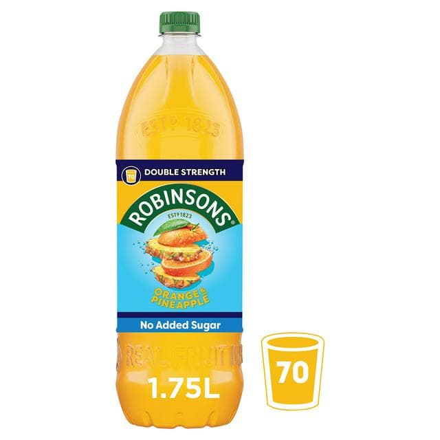 Robinsons Double Strength No Added Sugar Squash Orange & Pineapple 1.75L - gallery image 1