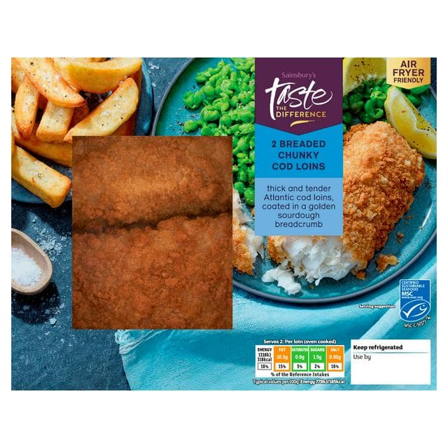 Sainsbury's Breaded Chunky MSC Cod Loins, Taste the Difference x2 350g - gallery image 1