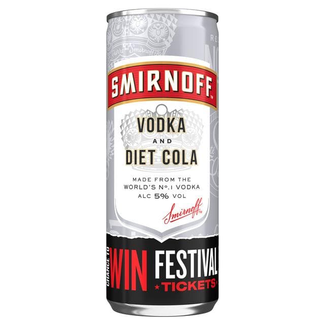 Smirnoff Red Label Vodka & Diet Cola Ready to Drink 250ml - gallery image 1