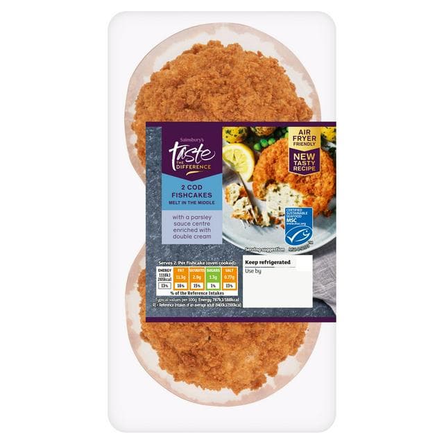 Sainsbury's Fishcakes Melting Middle MSC Cod & Parsley Sauce Fishcakes Taste the Difference x2 290g - gallery image 1
